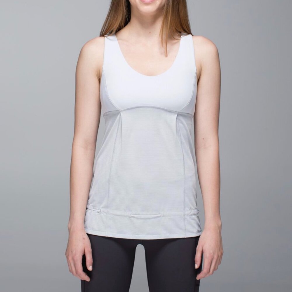 Lululemon Hustle & Bustle Tank Heathered Light Grey Size 6 Yoga Workout Top